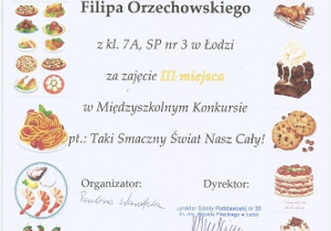 Filip Orzechowski-III miejsce - dyplom